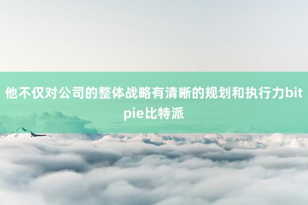 他不仅对公司的整体战略有清晰的规划和执行力bitpie比特派