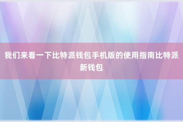 我们来看一下比特派钱包手机版的使用指南比特派新钱包