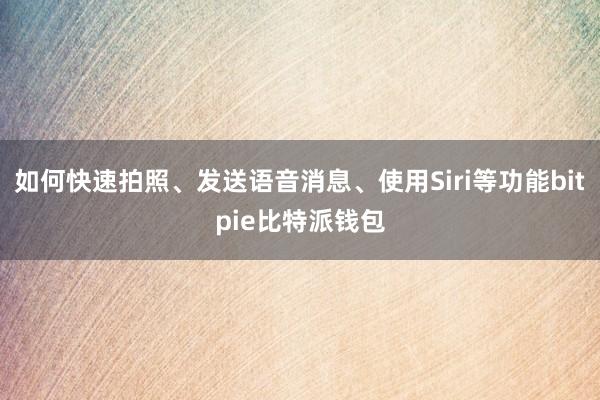 如何快速拍照、发送语音消息、使用Siri等功能bitpie比特派钱包