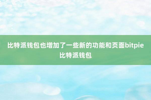 比特派钱包也增加了一些新的功能和页面bitpie比特派钱包