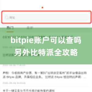 bitpie账户可以查吗另外比特派全攻略