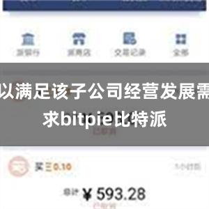 以满足该子公司经营发展需求bitpie比特派